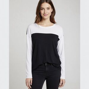 Vince Long Sleeve Color Block Blouse, Size Medium